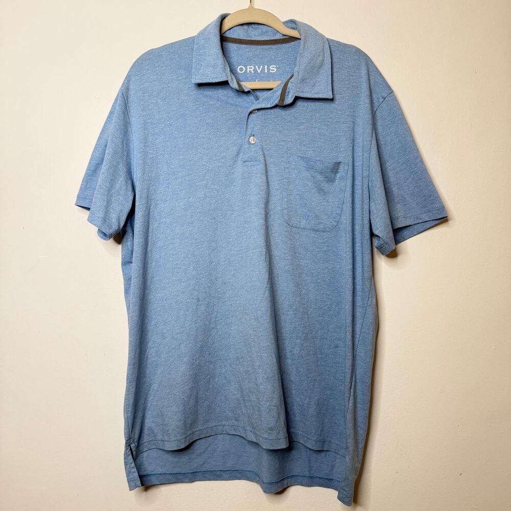 Orvis Men’s Blue Cotton Polo Shirt – Size L